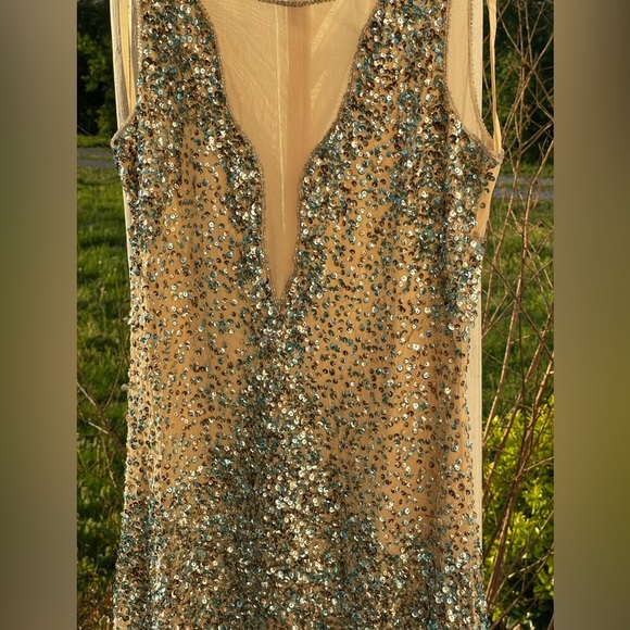 Y2K Deadstock Monique Leshman Coso Sheer Beeded Party Vegas Birthday Mini - Picture 3 of 8